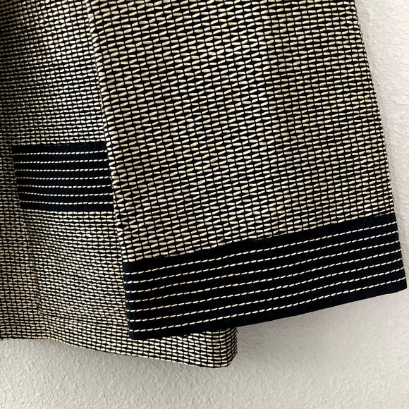 Ellen Tracy Open Front Jacket - Woven Rattan - Black Gold - 6 - Picture 4 of 11